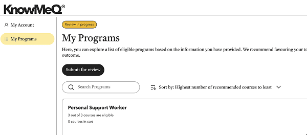 Step 2: Choose programs & courses